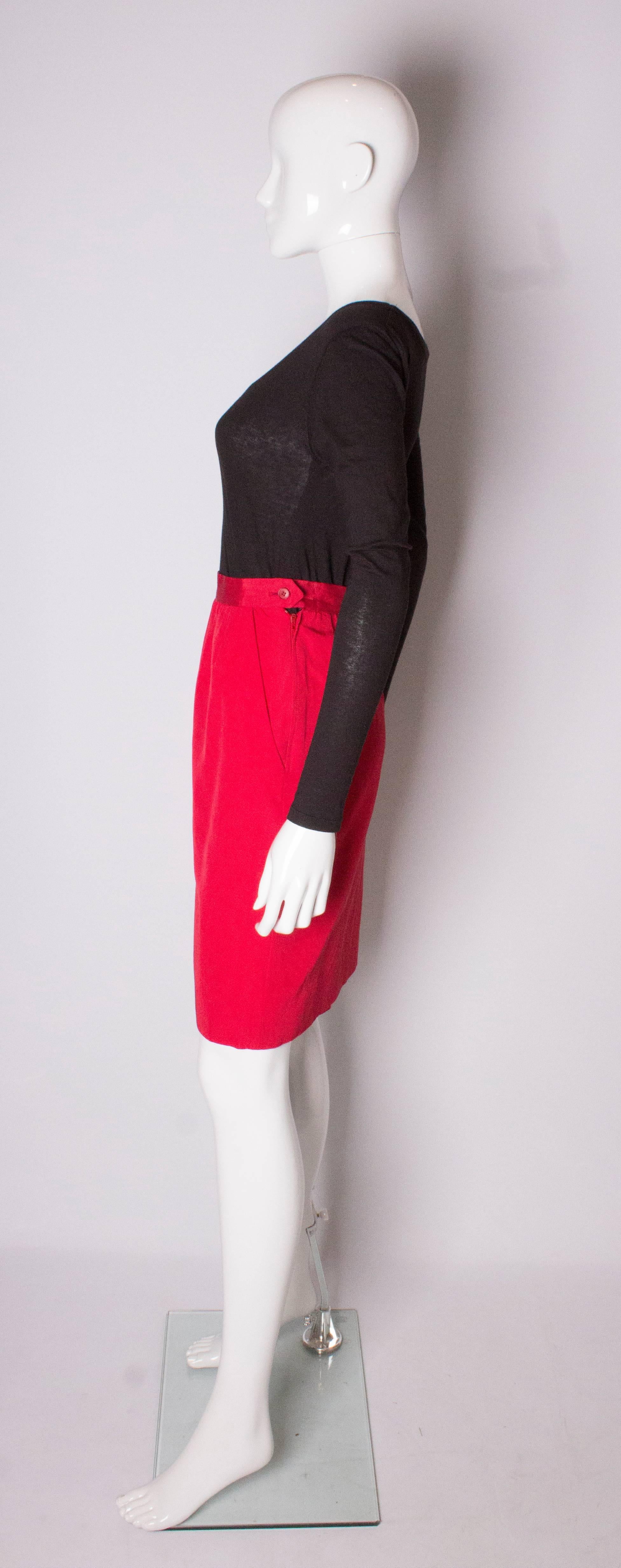 Yves Saint Laurent Vintage Rive Gauche Red Skirt In Good Condition In London, GB