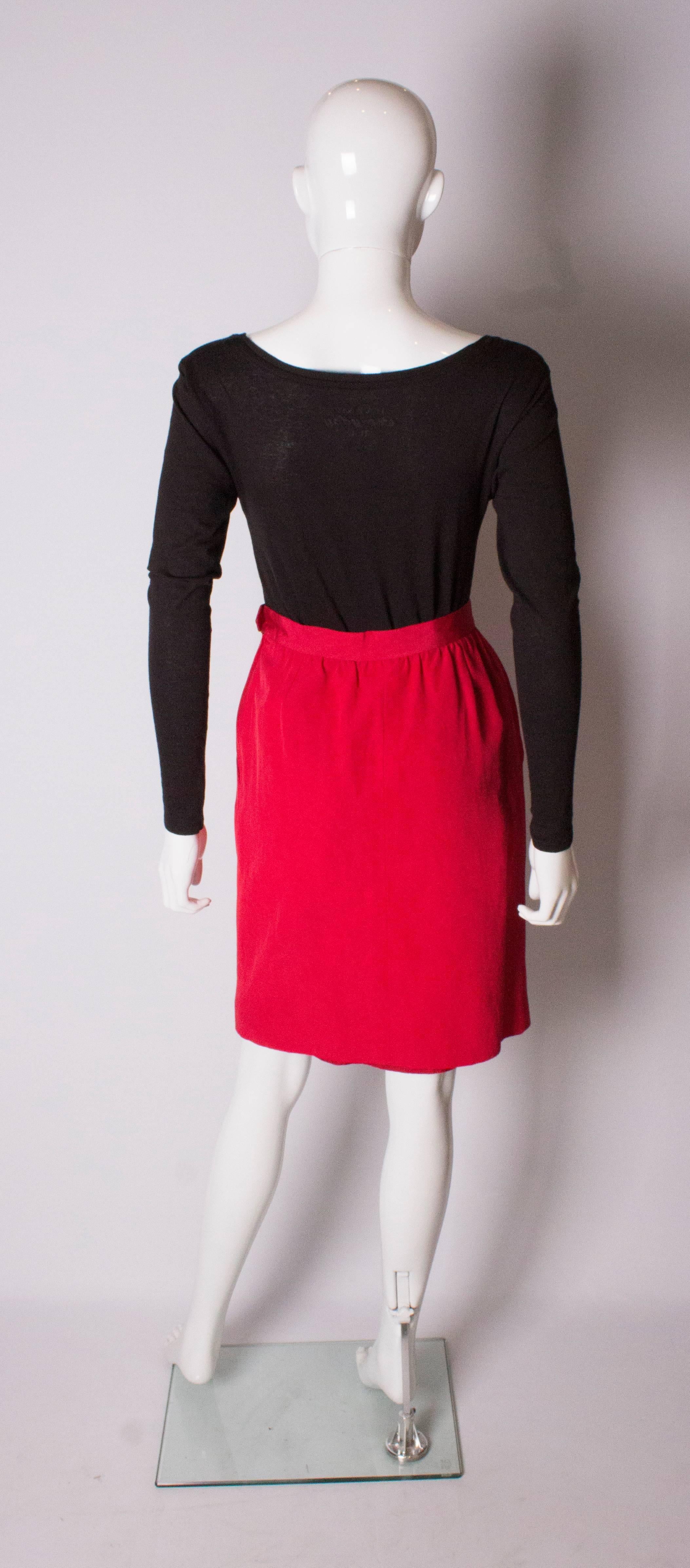 Yves Saint Laurent Vintage Rive Gauche Red Skirt 1