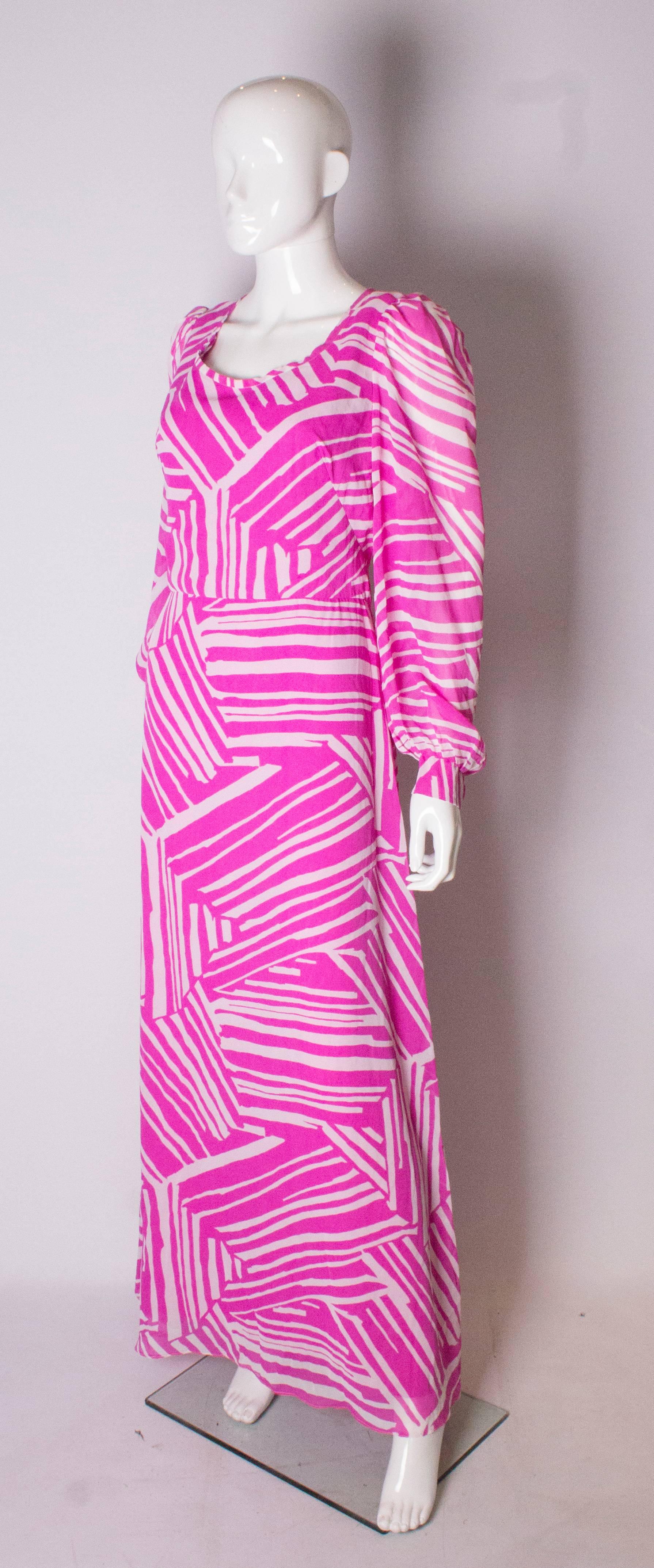Purple A Vintage 1970s abstract printed Pink and White evening Gown
