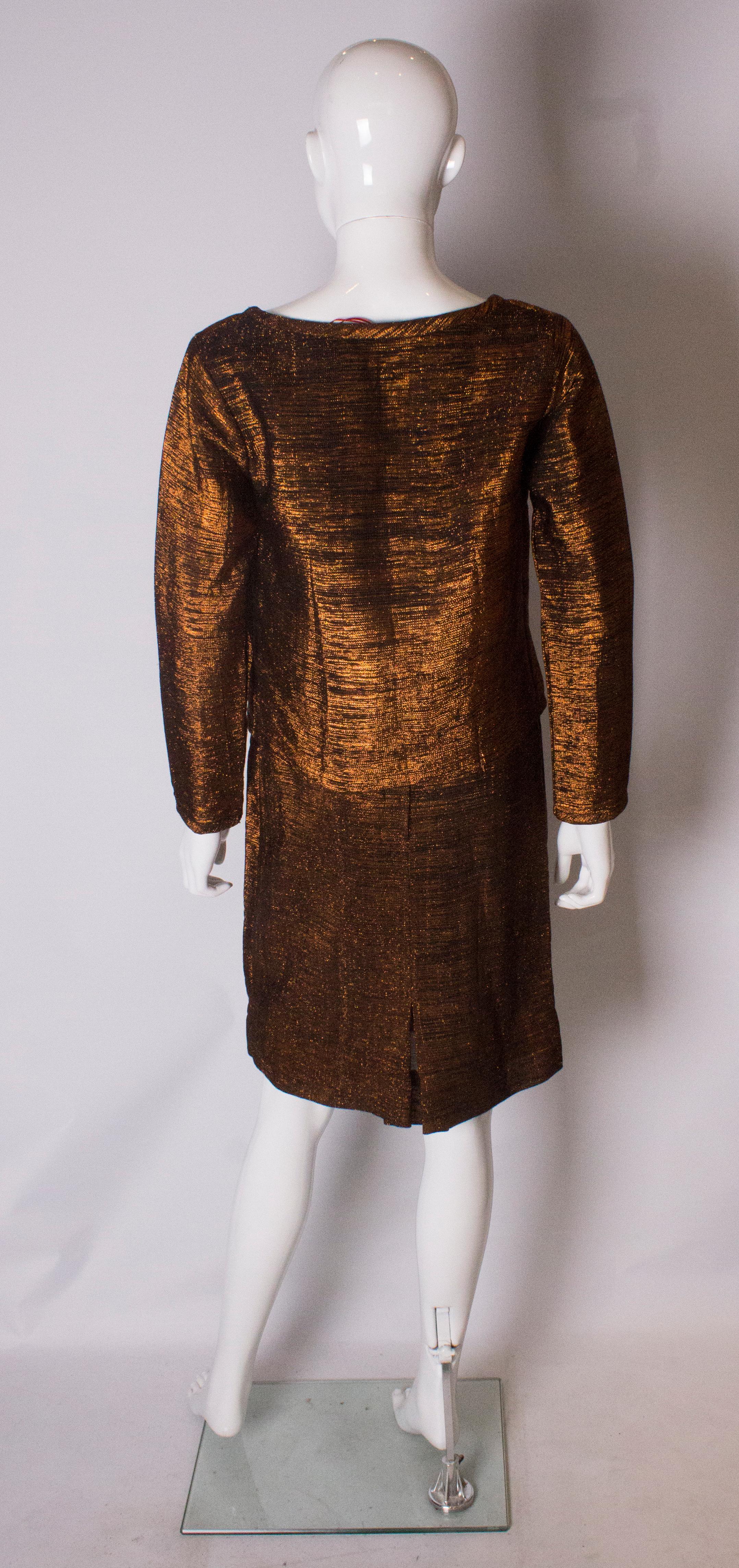 Women's Bronze Vintage Cocktail Skirt Suit For Sale