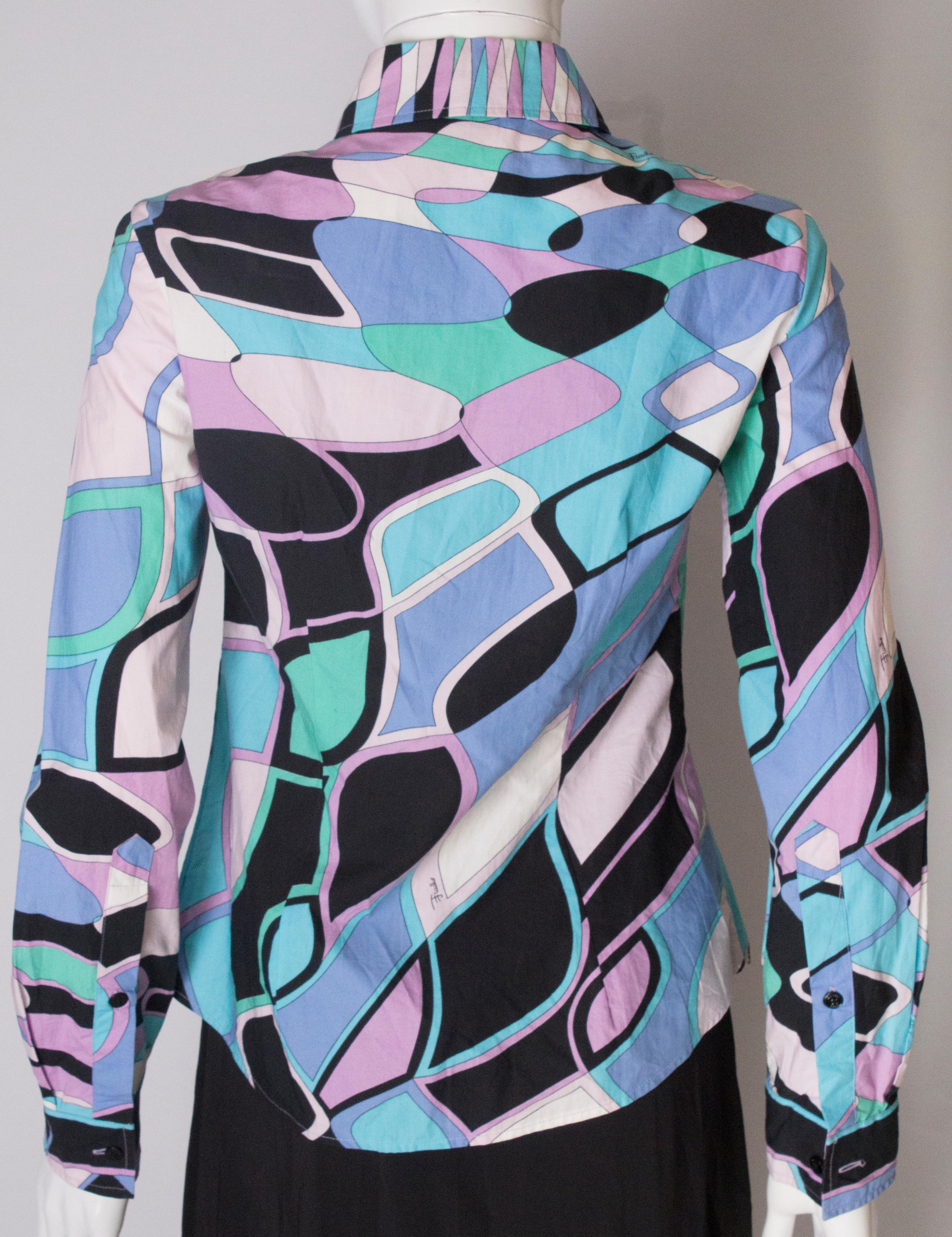 Emilio Pucci vintage Cotton button up Shirt, 1970s   In Good Condition In London, GB