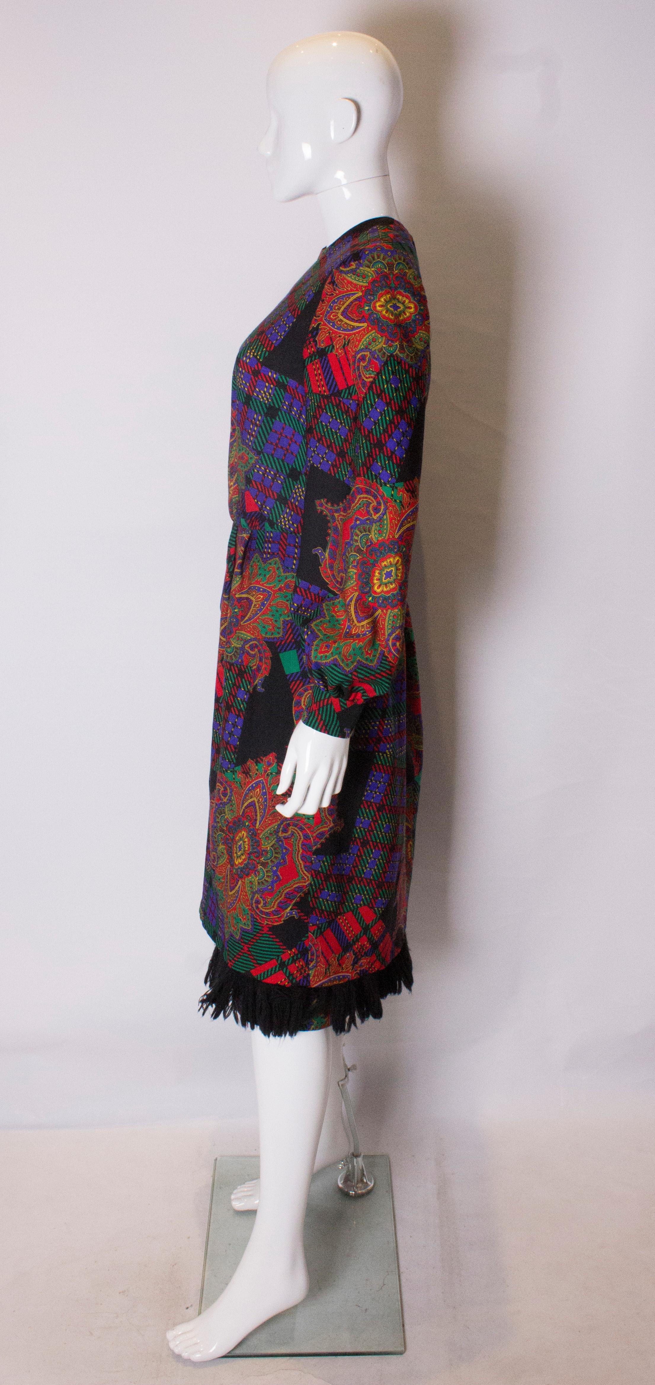 Women's Vintage Donald Campbell Dress with Fringing at Hem For Sale