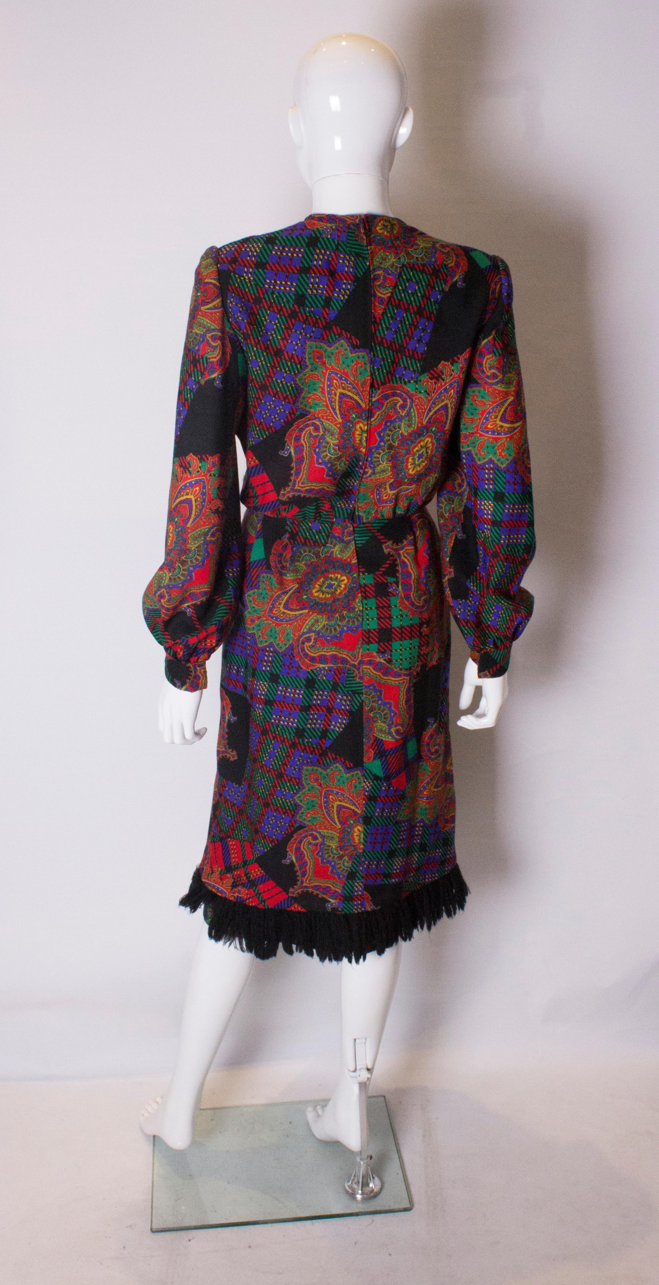 Vintage Donald Campbell Dress with Fringing at Hem For Sale 2