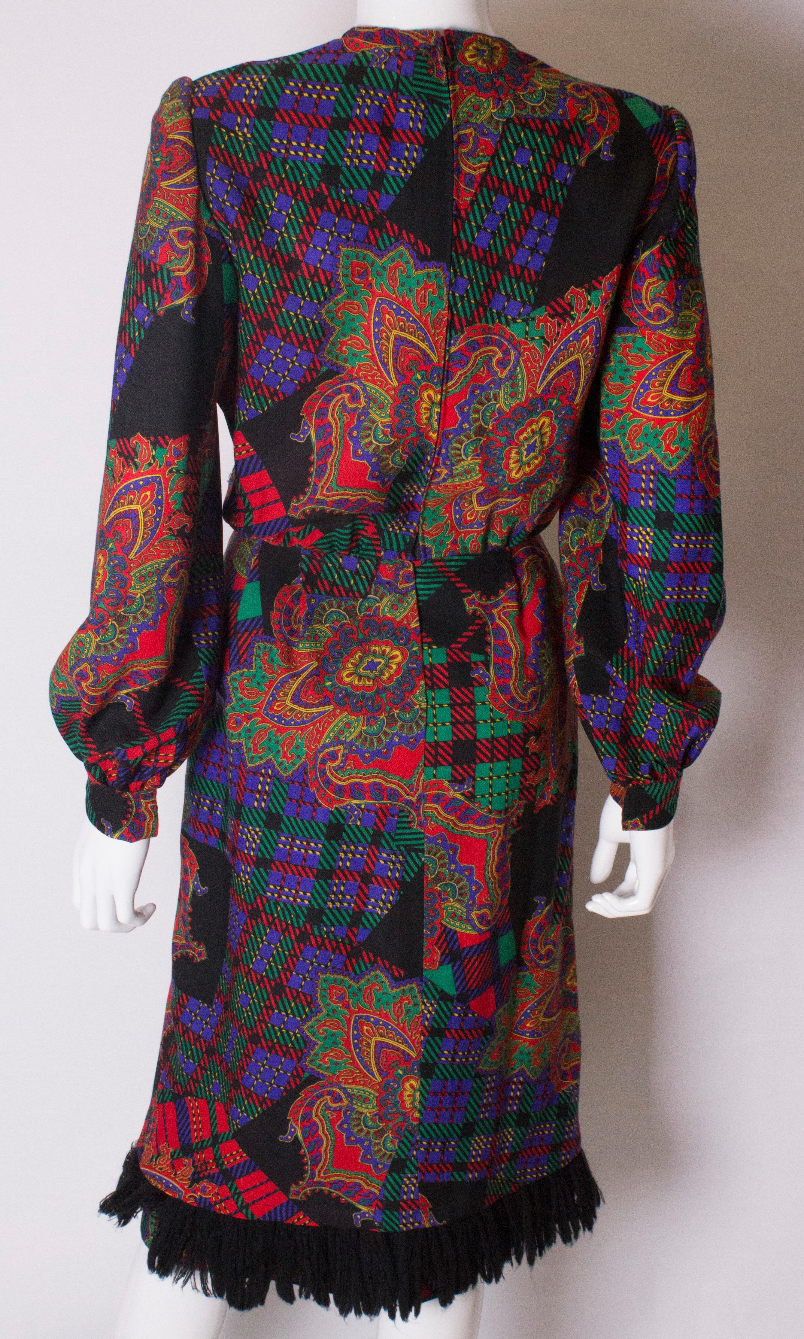 Vintage Donald Campbell Dress with Fringing at Hem For Sale 3