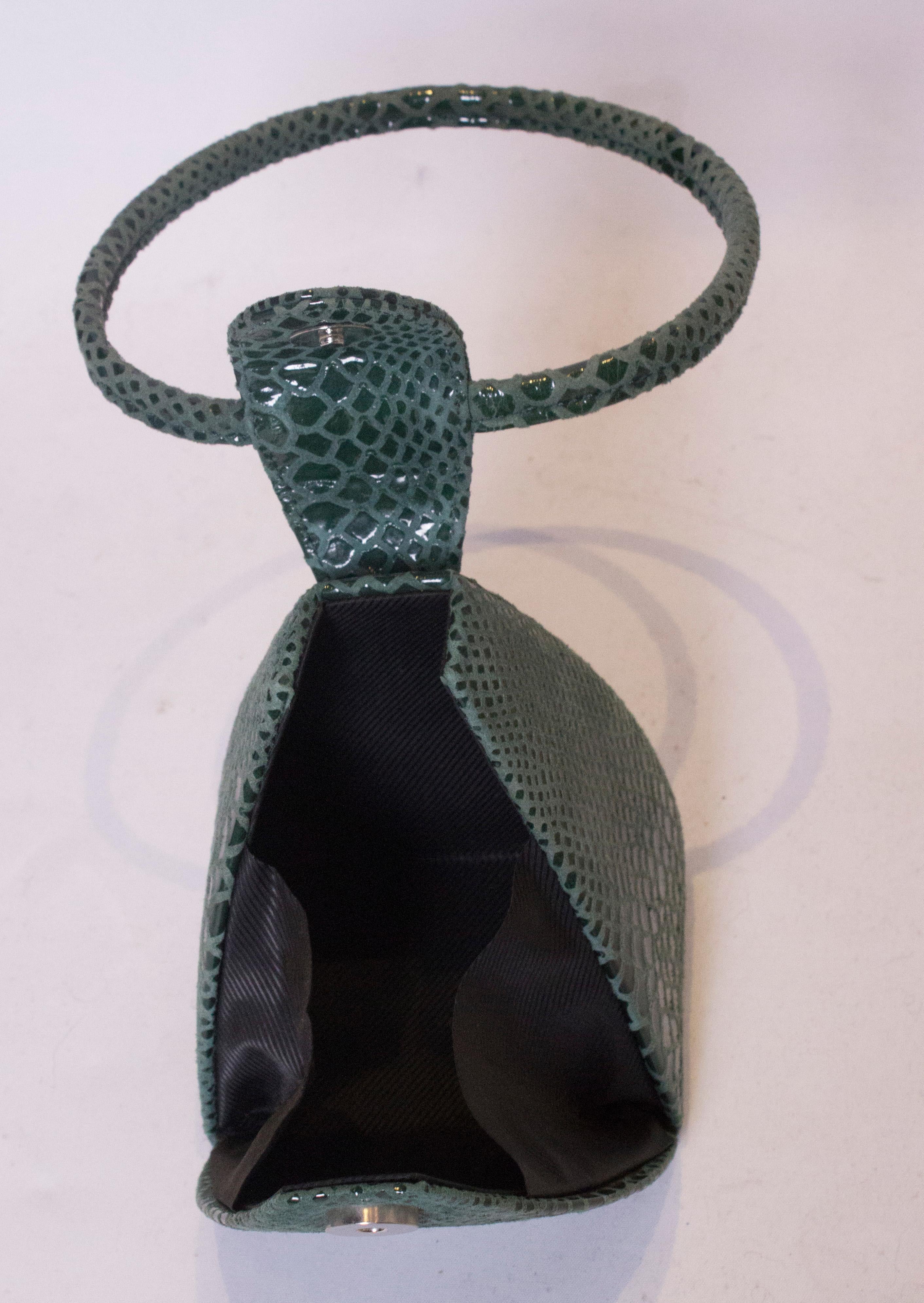 Black Vintage Green 'Snakeskin ' Box Bag
