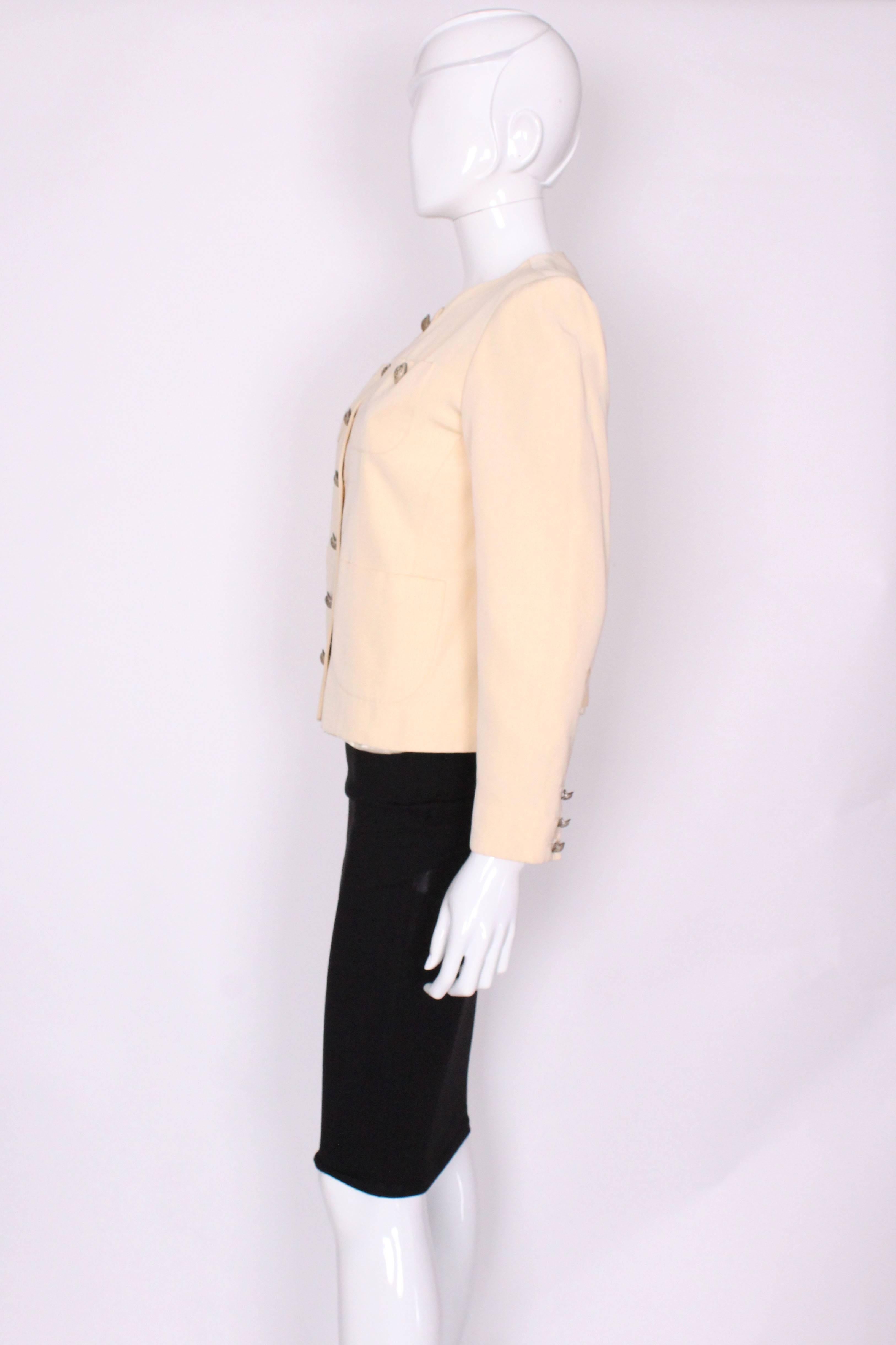 A vintage 1990s Yves Saint Laurent Cream Jacket In Excellent Condition For Sale In London, GB