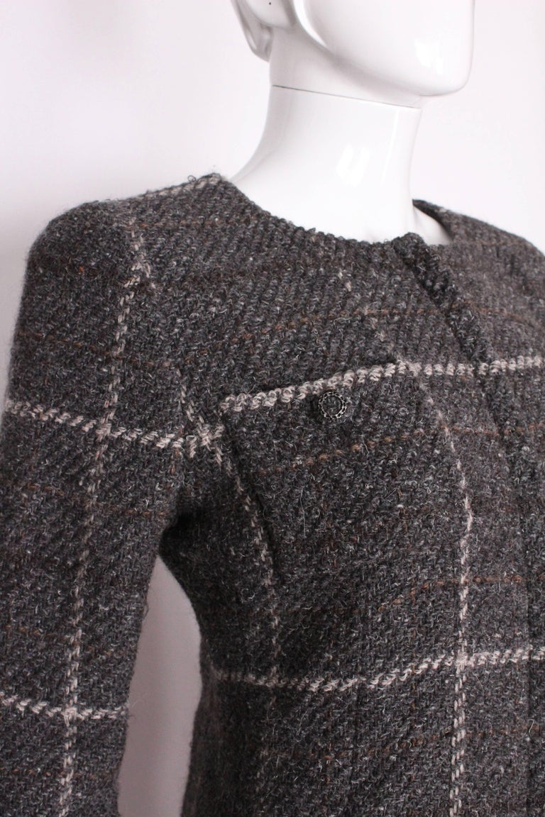 a vintage 1990s Chanel jacket in grey wool with zip front at 1stDibs