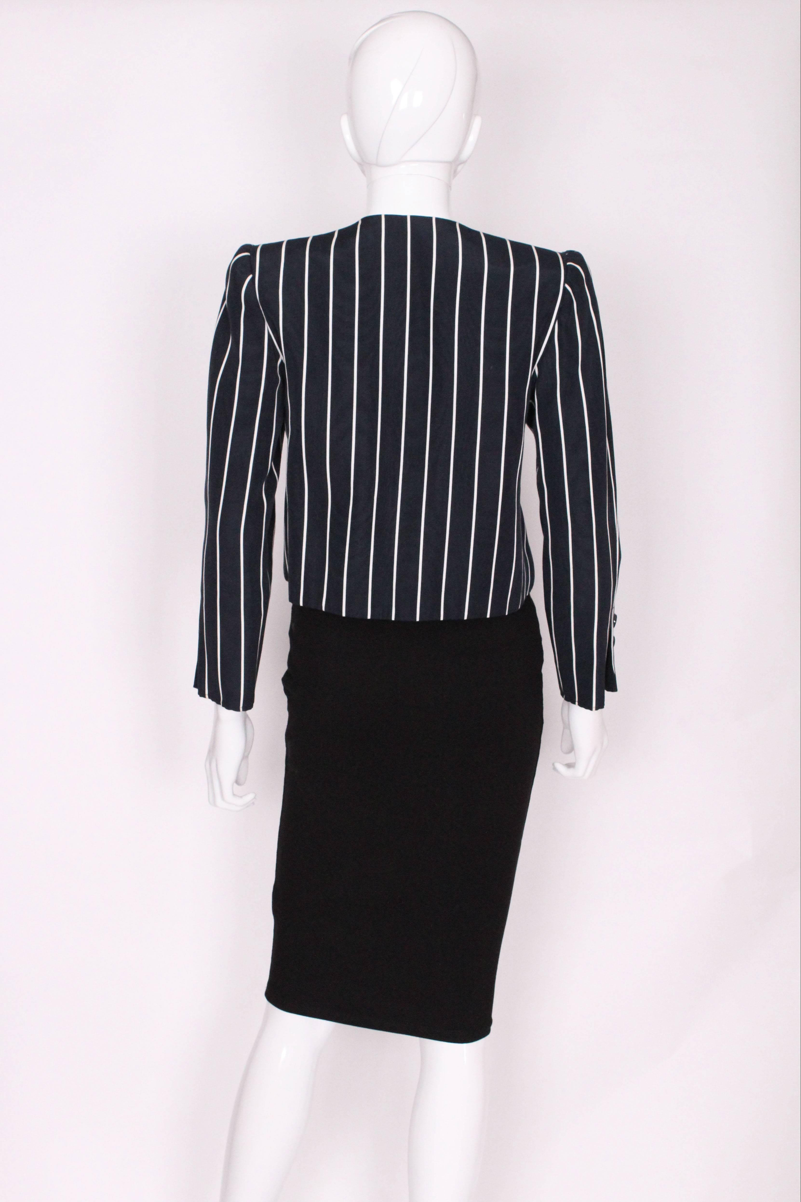 Women's A vintage 1980s Yves Saint Laurent  Navy and White Striped Crop Jacket