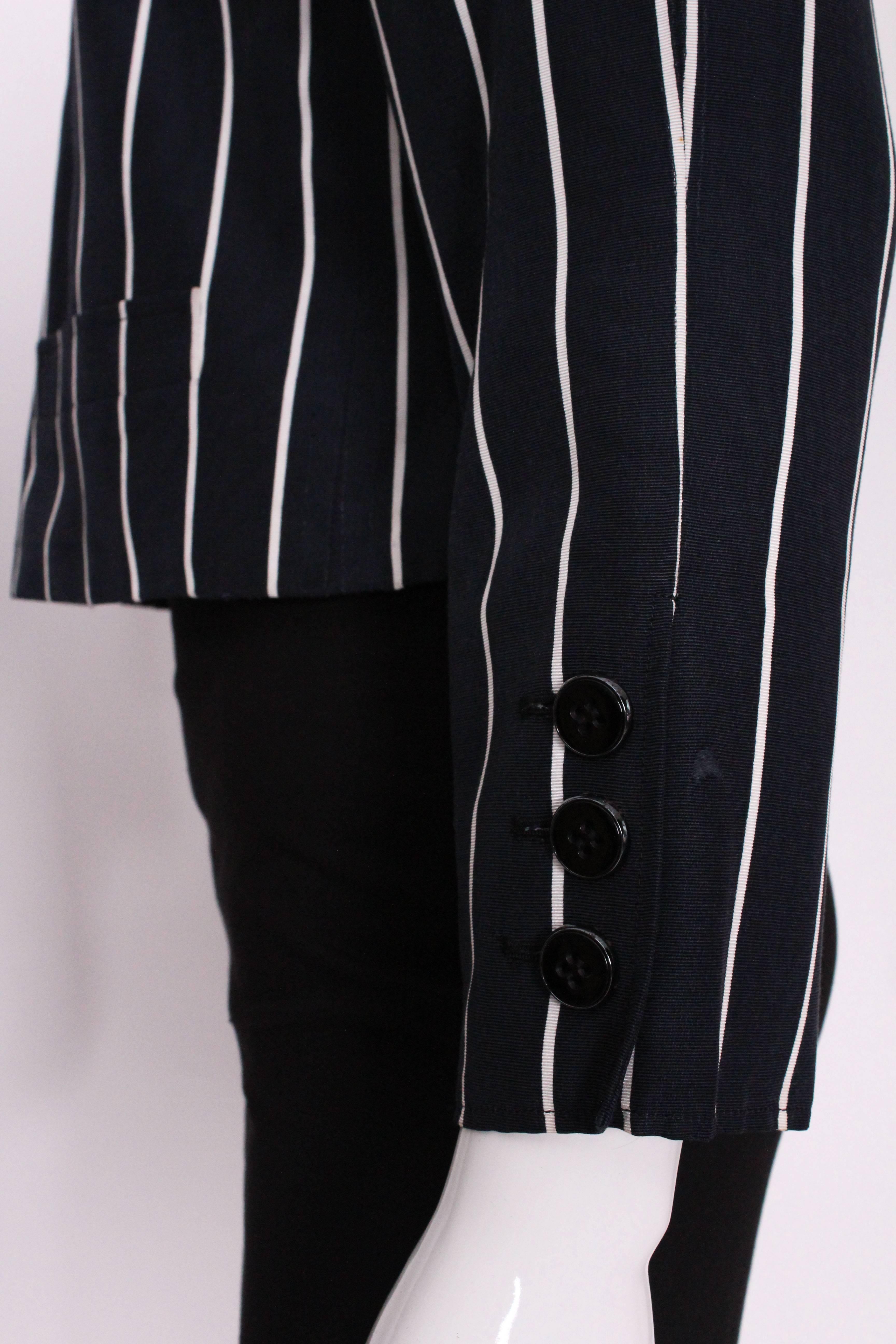 A vintage 1980s Yves Saint Laurent  Navy and White Striped Crop Jacket 2