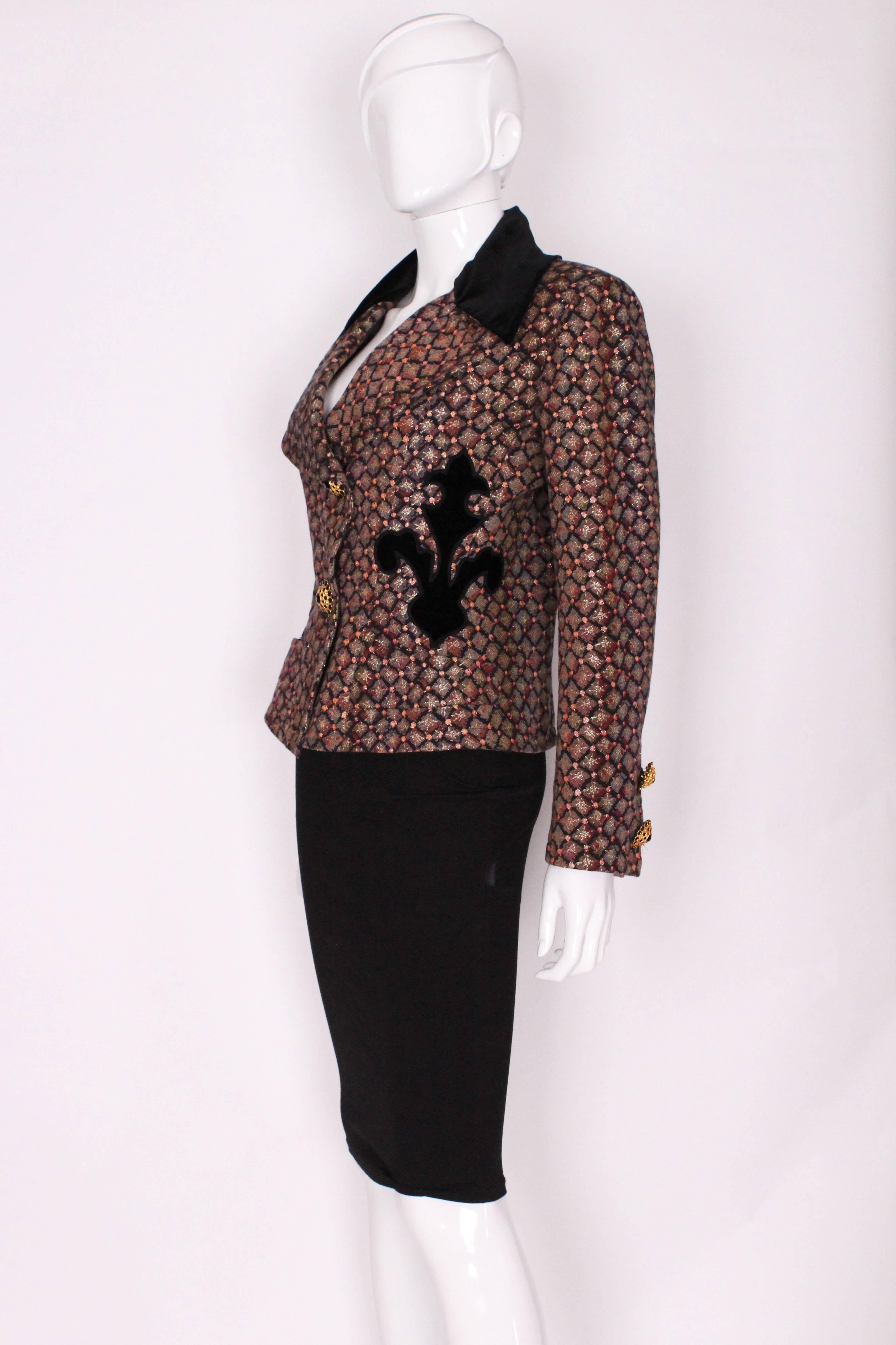 Black A vintage 1980s Christian Lacroix Velvet Collared Brocarde Jacket