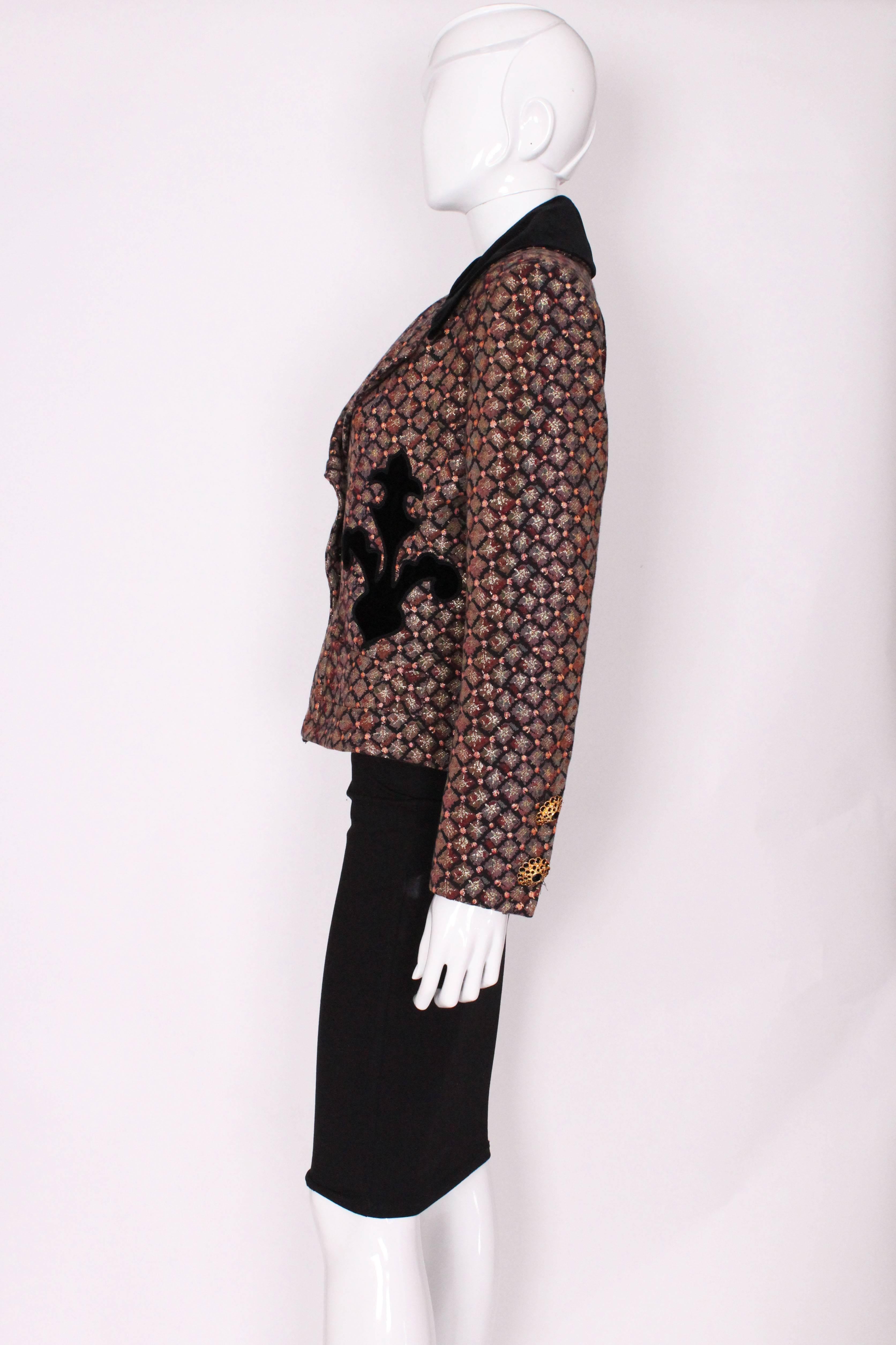 A vintage 1980s Christian Lacroix Velvet Collared Brocarde Jacket In Excellent Condition In London, GB
