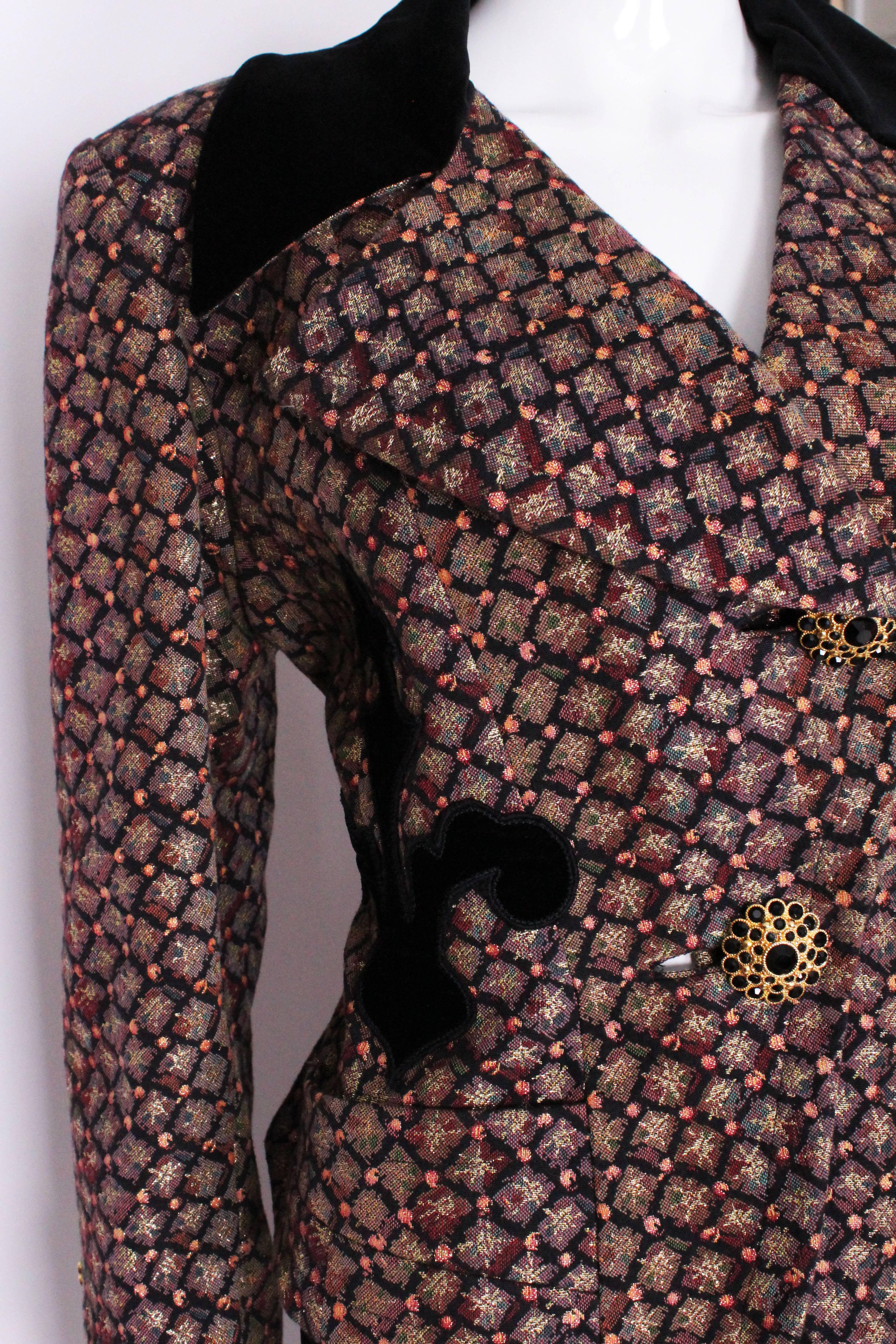 A vintage 1980s Christian Lacroix Velvet Collared Brocarde Jacket 3
