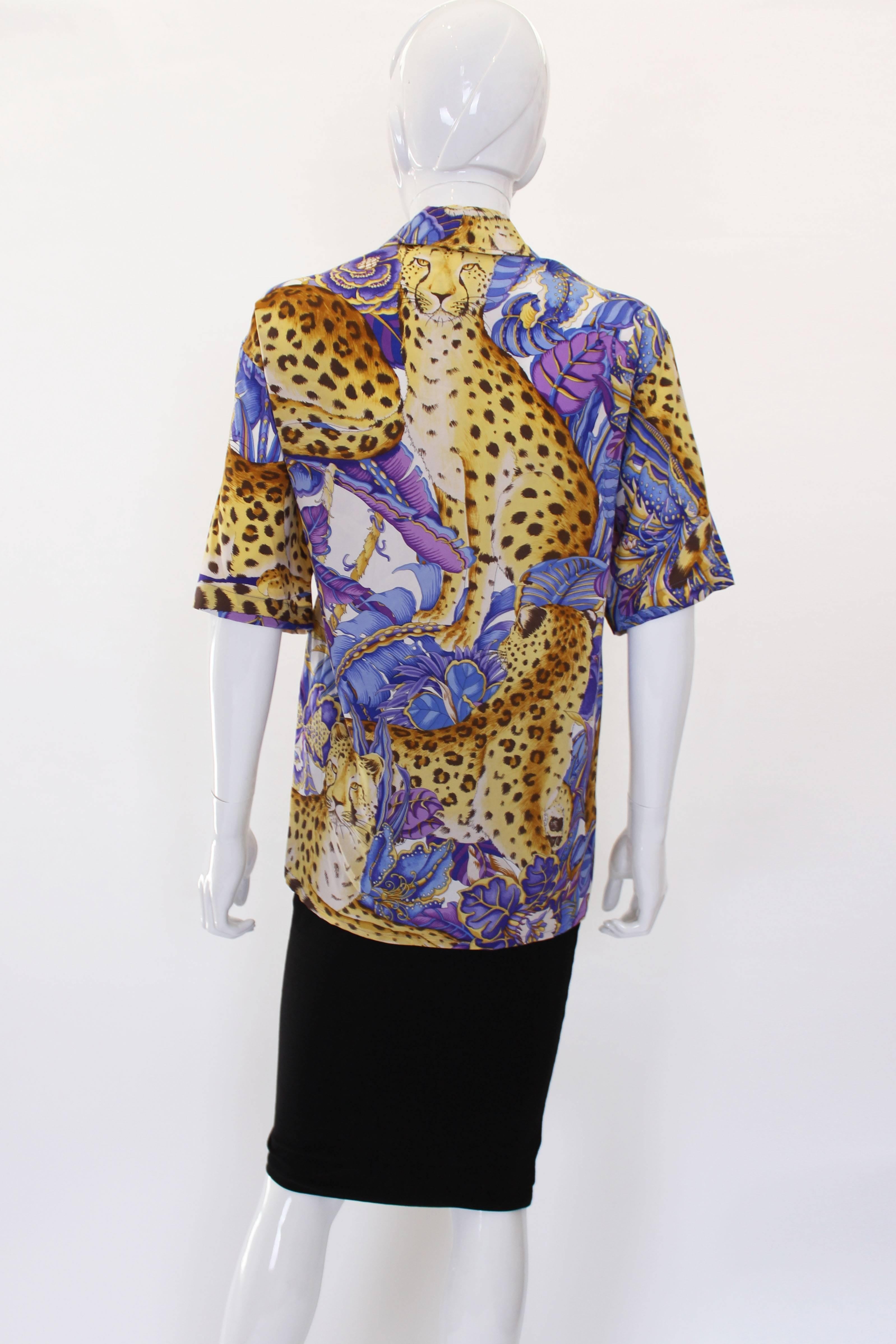 Women's A vintage 1980s Salvatore Ferragamo Short sleeved silk shirt 
