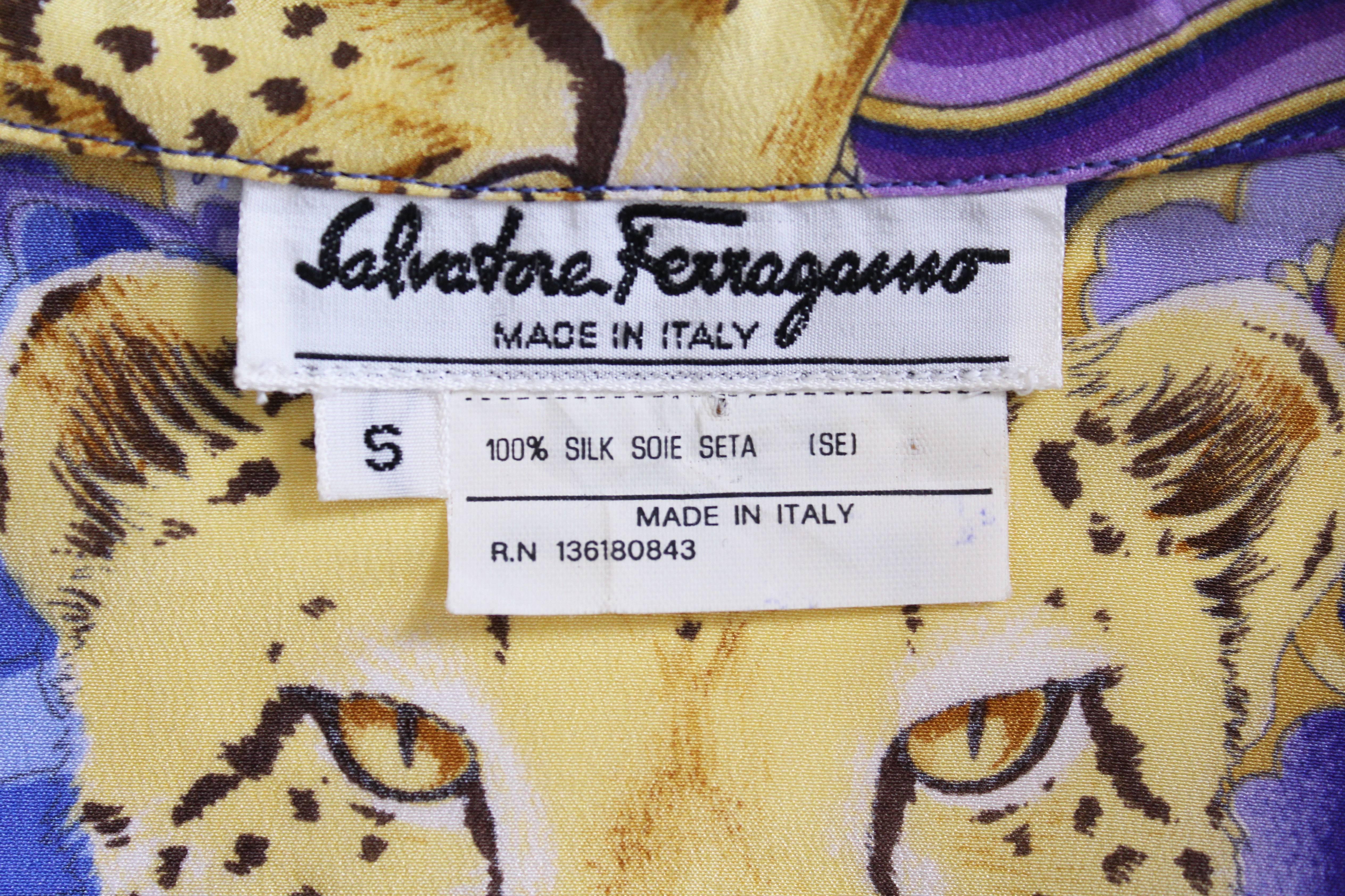 A vintage 1980s Salvatore Ferragamo Short sleeved silk shirt  4