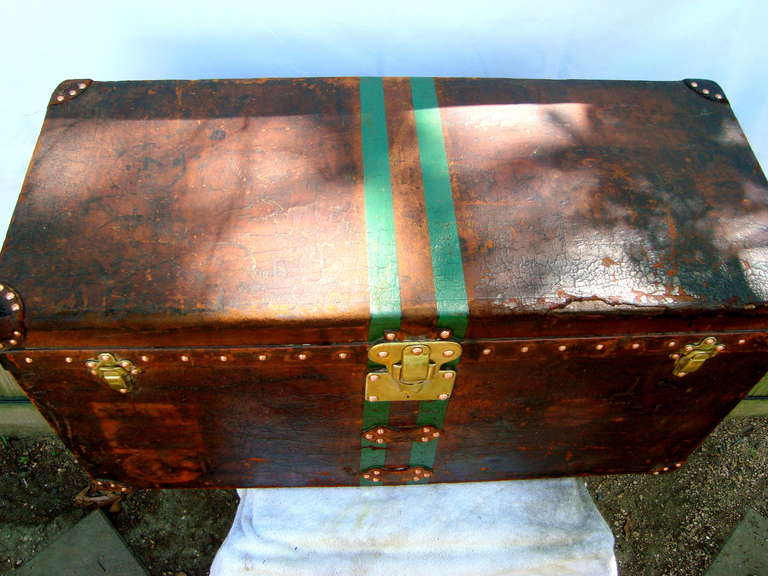 Incredibly rare custom ordered antique Louis Vuitton calf leather shoe trunk circa early 1900s with wonderful patina.  This is truly an incredible piece and shoe trunks are extremely desirable due to their rarity and slimmer design.  Very rare in