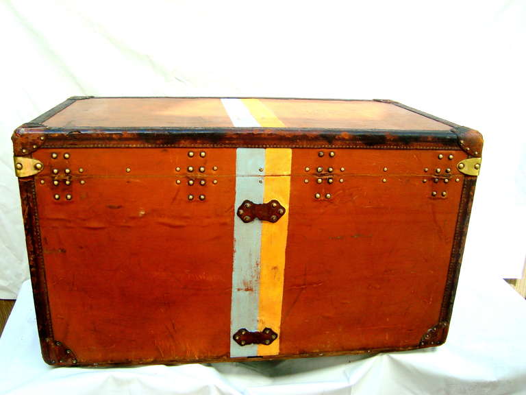 Antique Louis Vuitton Orange Vuittonite Steamer trunk 1903 French 1