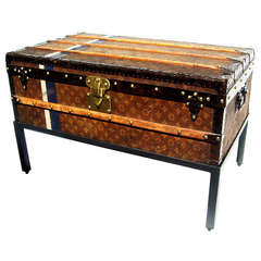 Antique Louis Vuitton Cabin trunk Coffee table Steamer chest paris 1907