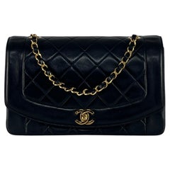 Chanel Diana Flap Bag Pelle d'agnello nera - Collezione 1991-1994