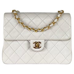 Chanel Timeless Classic Piccola Borsa a Patta Singola Pelle d'Agnello Bianca 1989-1991
