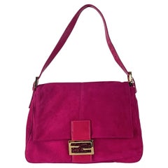 Fendi Mamma Baguette Rosa Wildleder Umhängetasche