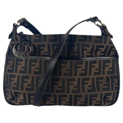 Fendi Zucca Canvas & Leather Shoulder Bag Brown Fendi Zucca Canvas & Leather Shoulder Bag Brown