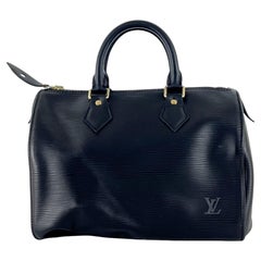 Louis Vuitton Speedy 25 Top Handle Bag Black Leather 2003