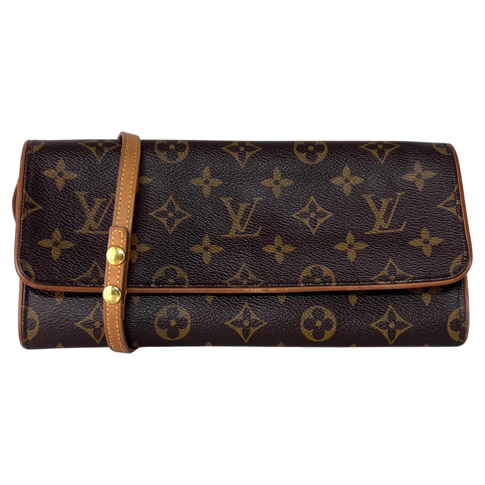 Louis Vuitton Twin GM Crossbody Bag Monogram Canvas Brown 2004