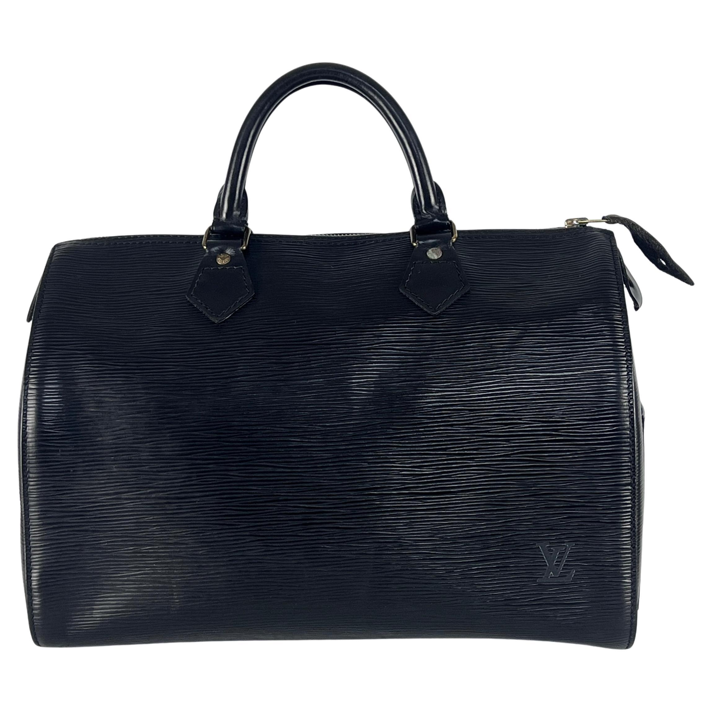 Louis Vuitton Speedy 30 Top Handle Bag Schwarz Leder Gold 1990