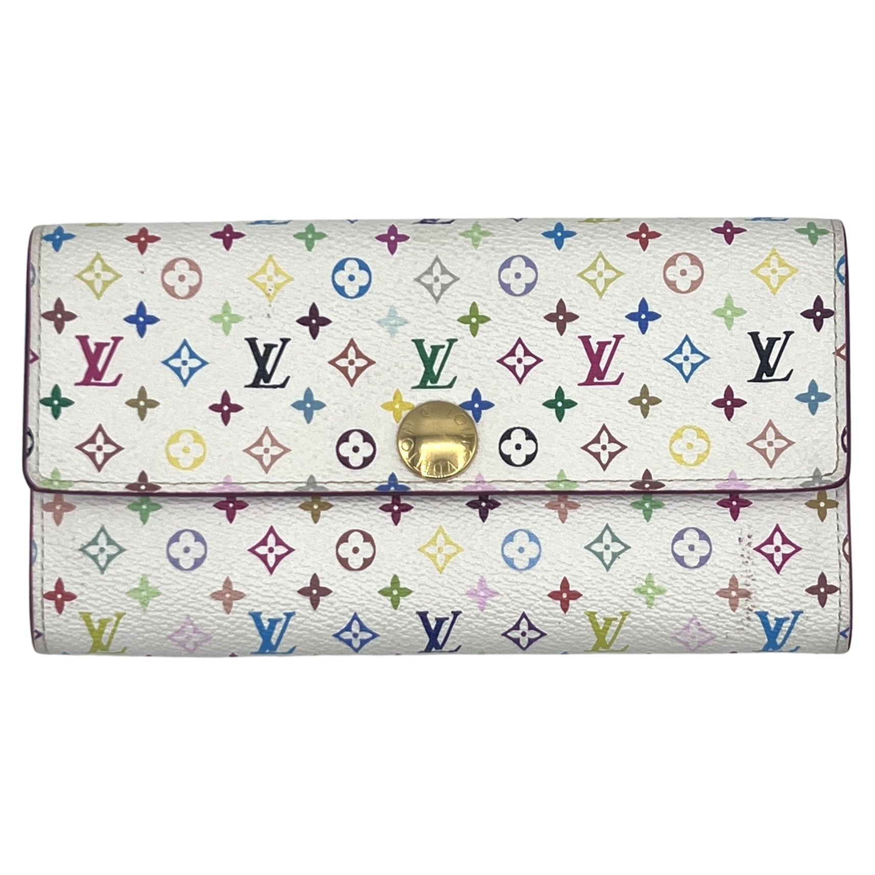 Louis Vuitton Multicolor Murakami Sarah Portemonnaie Weiß Gold Hardware