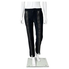 Gucci by Tom Ford F/W 2001 Black Wool Leather Patched Zipped Pants