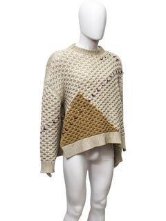 Pull-over Raf Simons automne-hiver 2018 en laine crème à motifs color-block