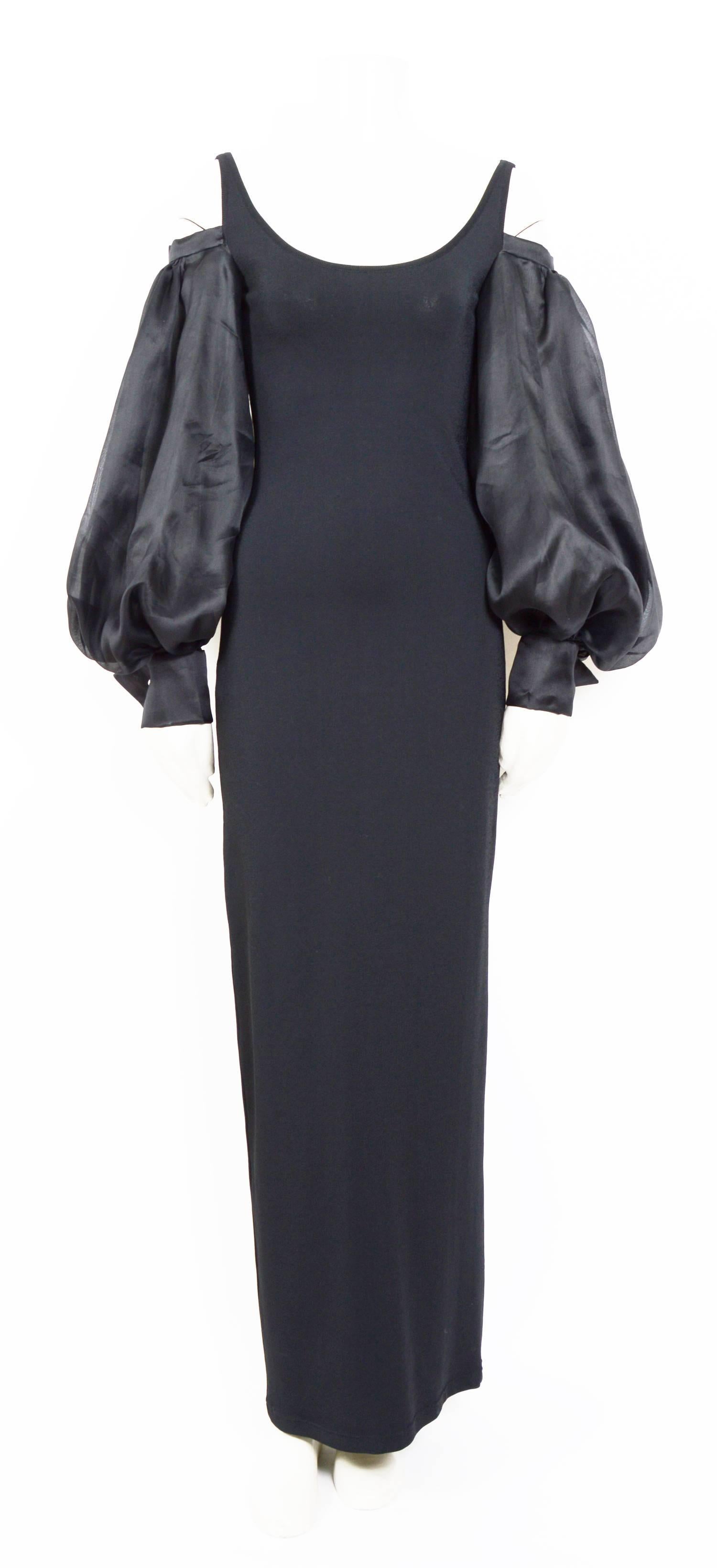Christian Dior by Gianfranco Ferre 1994 black dress and billowing sleeves   In Excellent Condition In Antwerp, BE