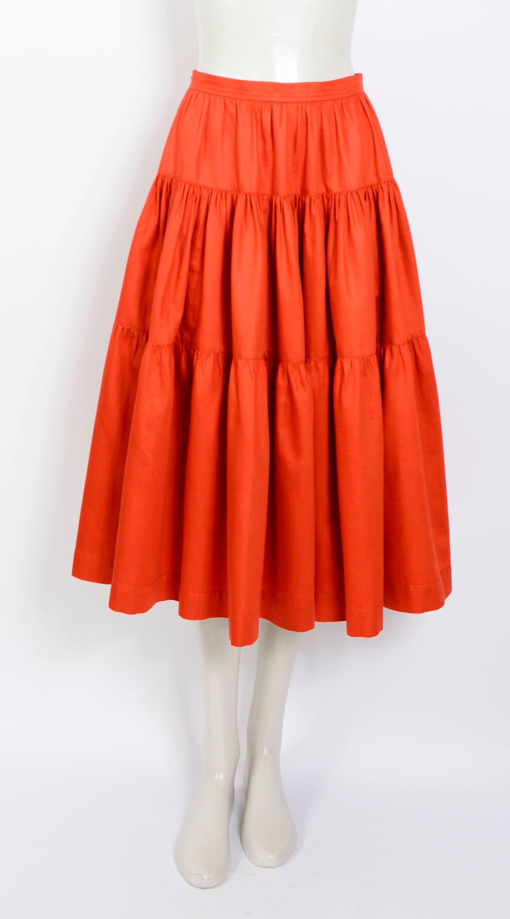 Yves Saint Laurent Vintage 1970s Peasant Skirt Top and Belt In Excellent Condition In Antwerp, BE