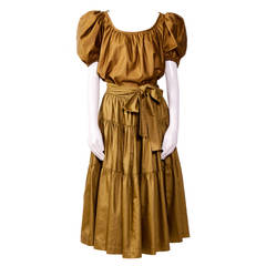 70's Yves St Laurent Puff Sleeve & Peasant Skirt Set 10