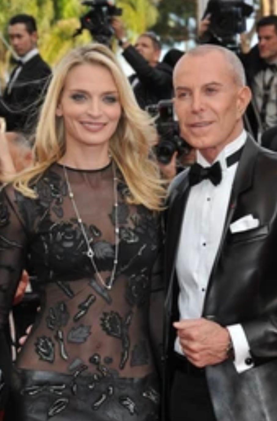 Jean-Claude Jitrois Vintage 2012 Collection Schwarzes Kleid aus Leder mit Maschenverzierung im Angebot 7