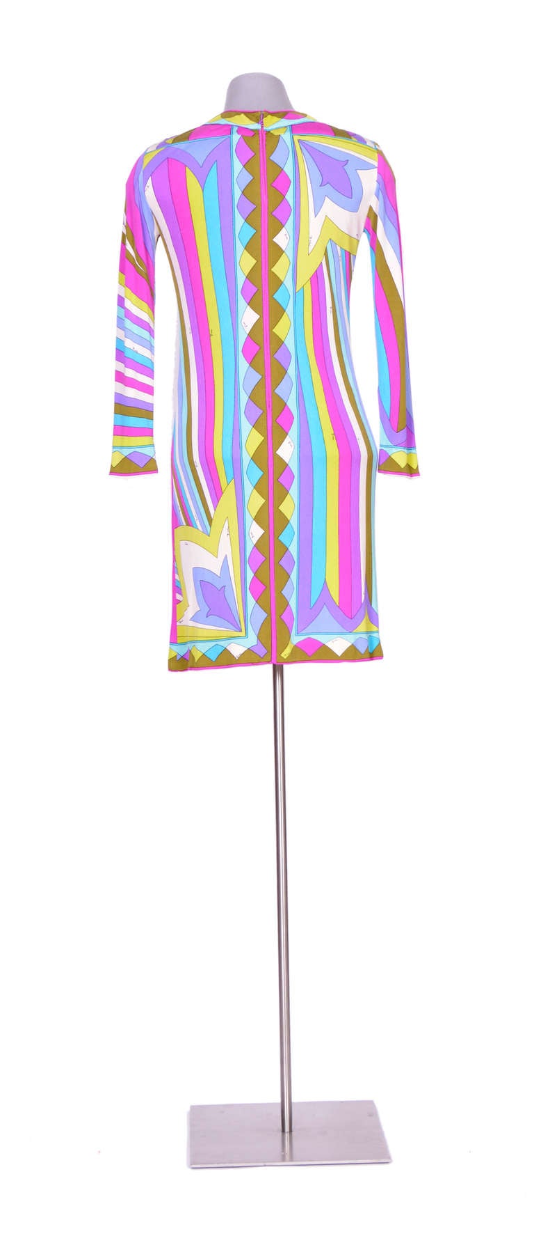 60's Signed Silk Jersey Emilio Pucci Dress In Excellent Condition In Antwerp, BE