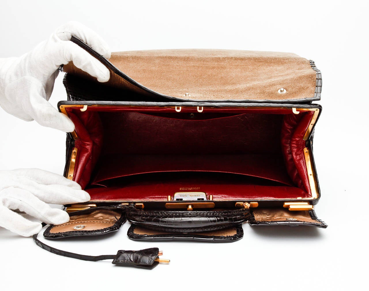 Hermès Black Crocodile Mallette Handbag with Jewel Compartment 1