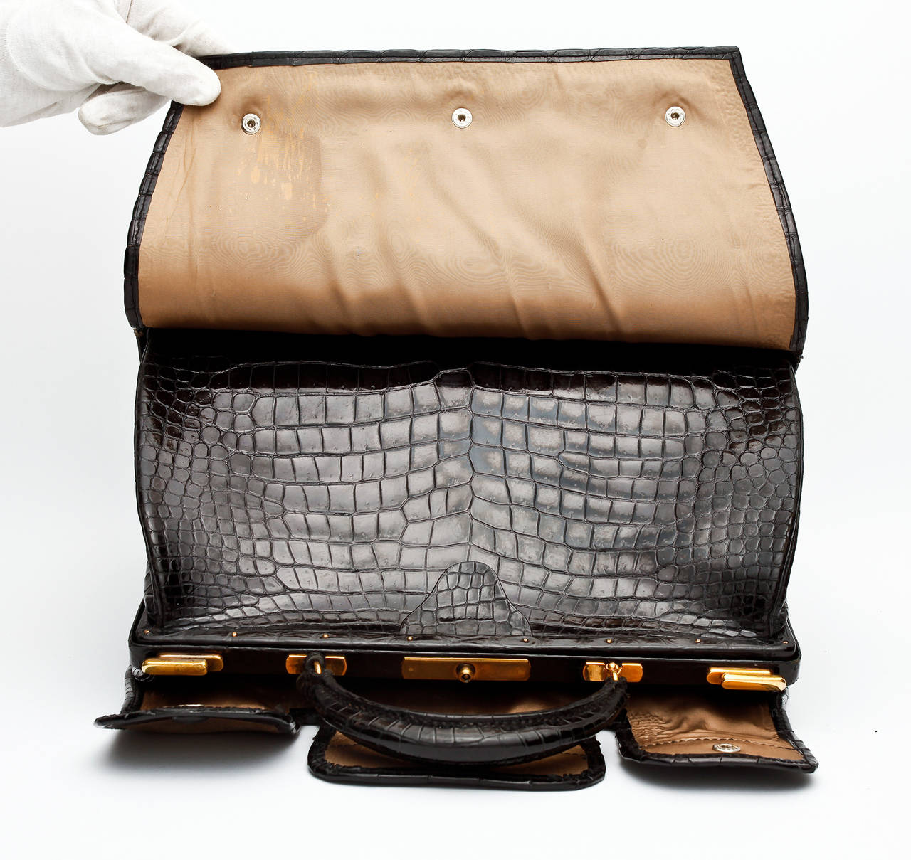 Hermès Black Crocodile Mallette Handbag with Jewel Compartment 5