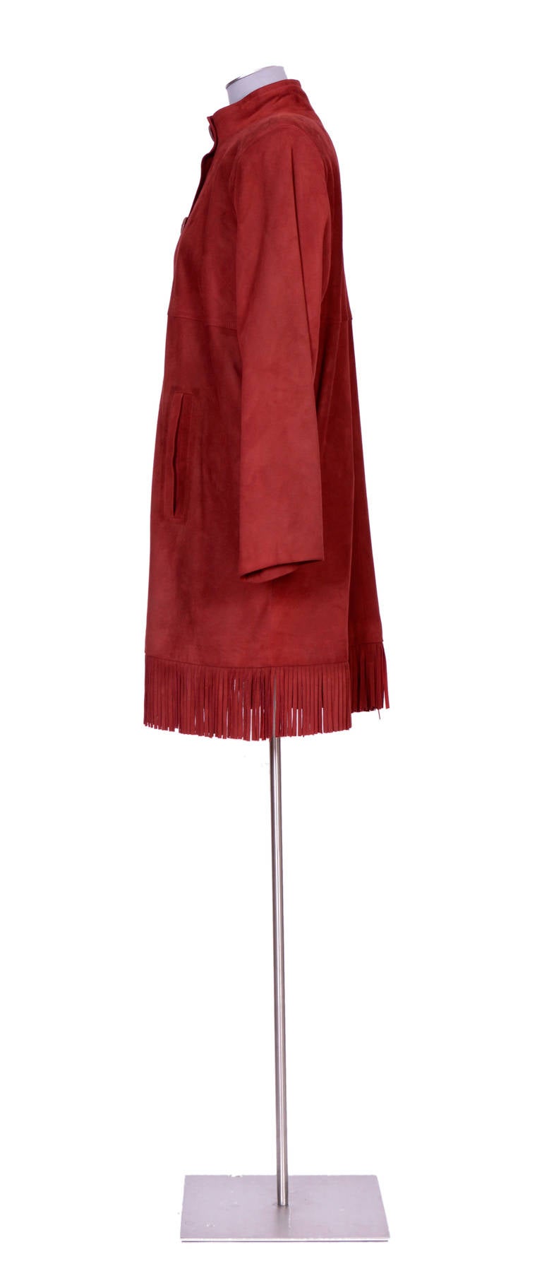 Vintage 70's Fringed Lamb Suede Yves Saint Laurent Dress In Excellent Condition In Antwerp, BE