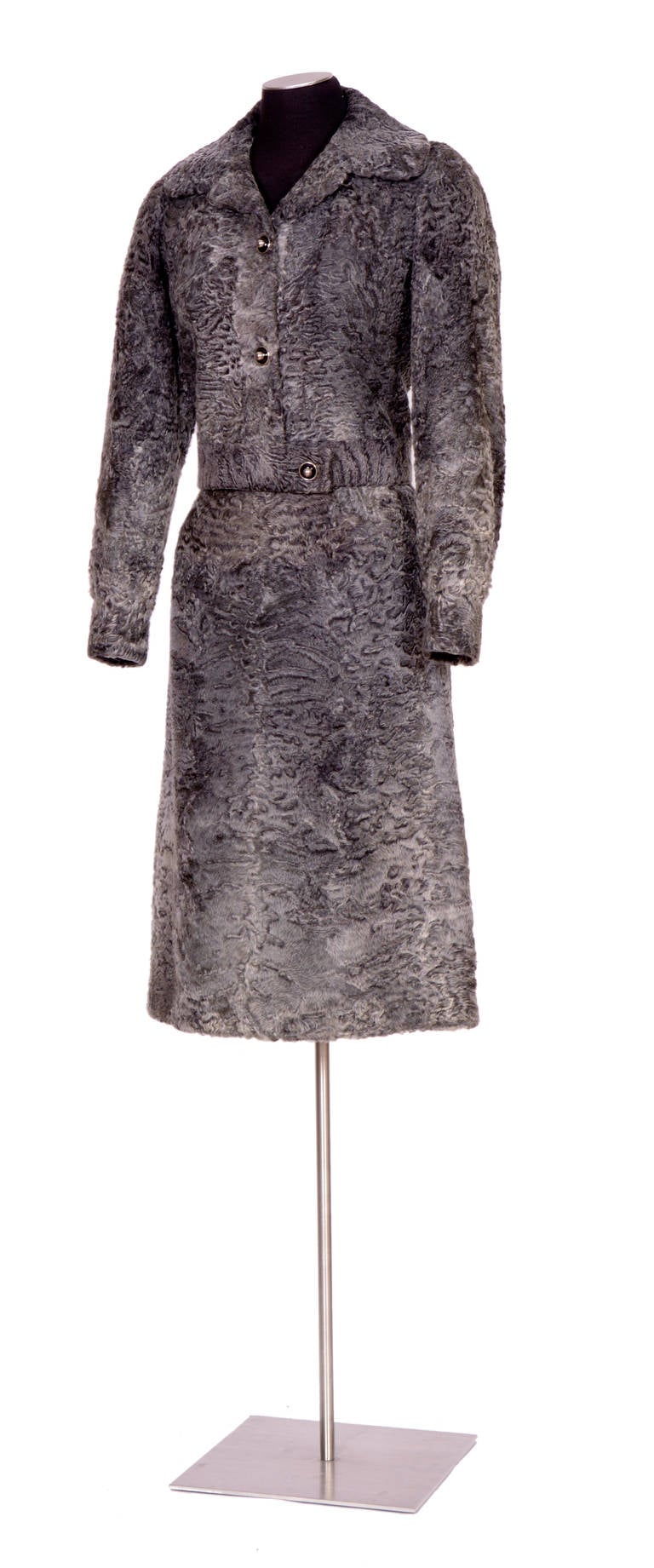 Vintage 60's Grey Broadtail 2-Piece Ensemble