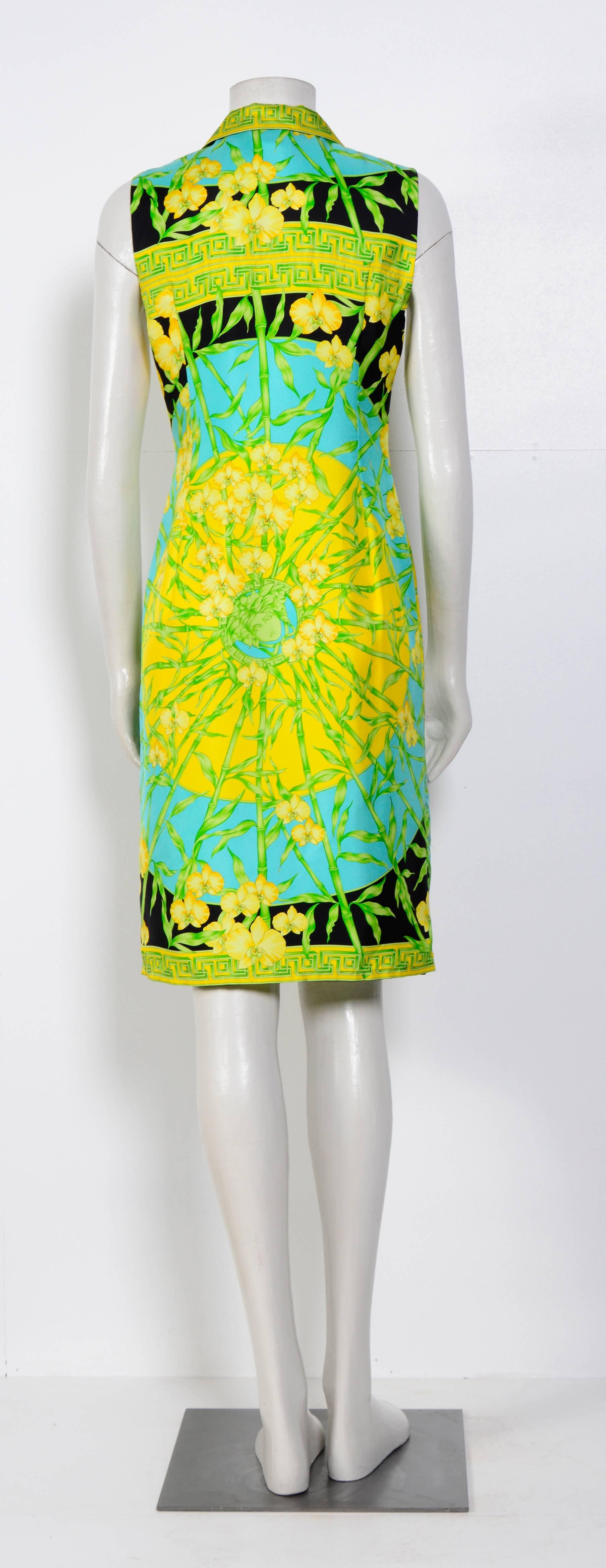 Vintage 90's Versace Couture Silk Shirt dress In Excellent Condition In Antwerp, BE