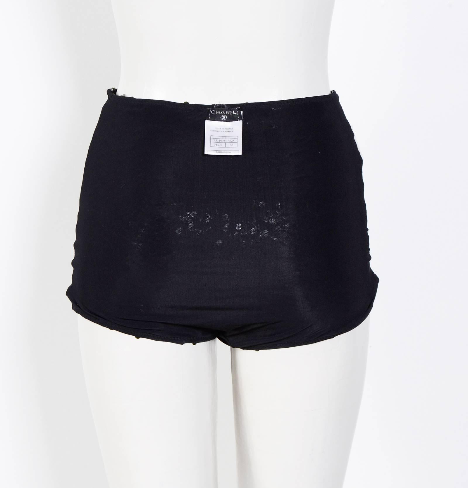 CHANEL Spring 2007 Runway Sexy Black Sequined Hot Pants In Excellent Condition In Antwerp, BE