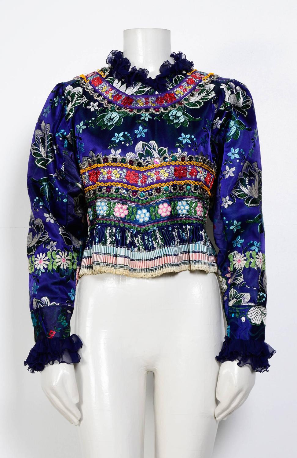 Ethnic Boho Vintage 60's Embroidered Jacket / Top at 1stdibs