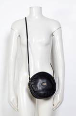 Gucci 70's Vintage Black Leather Canteen Crossbody Bag