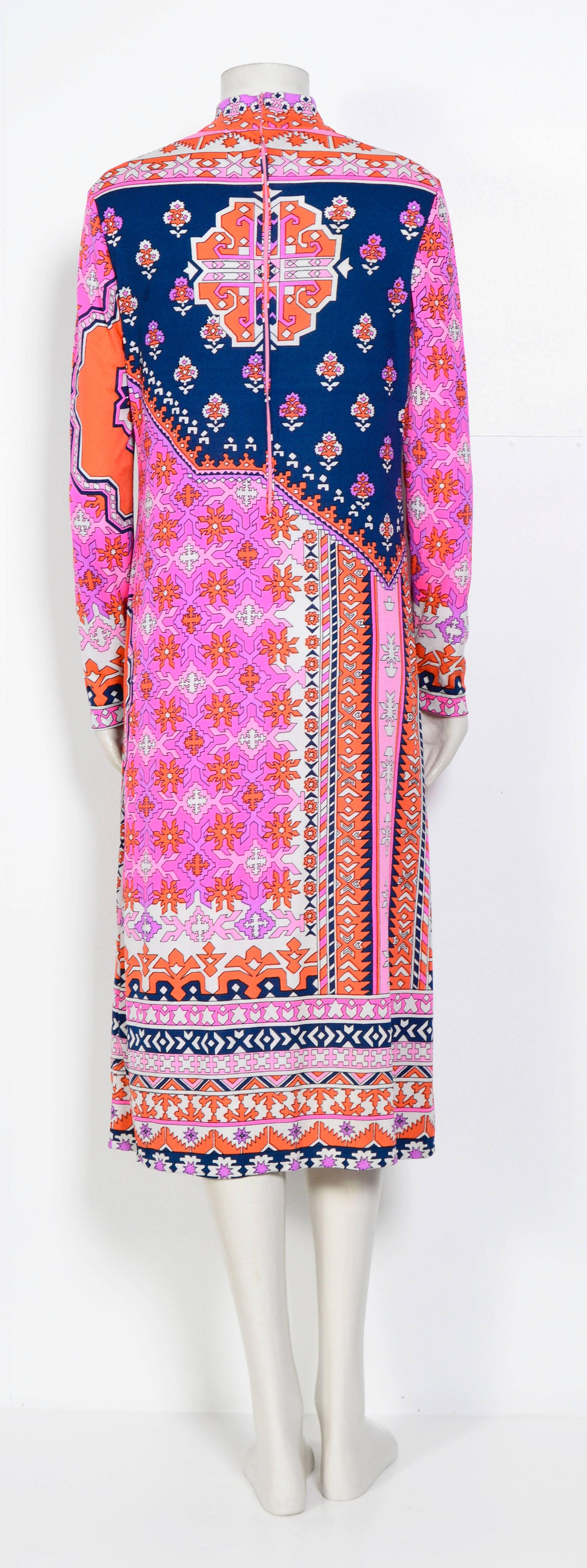 Pink 1960's LEONARD PARIS Psychedelic Print Dress  