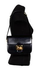 CELINE Vintage Horse Carriage Buckle Black Box Leather Shoulder Bag