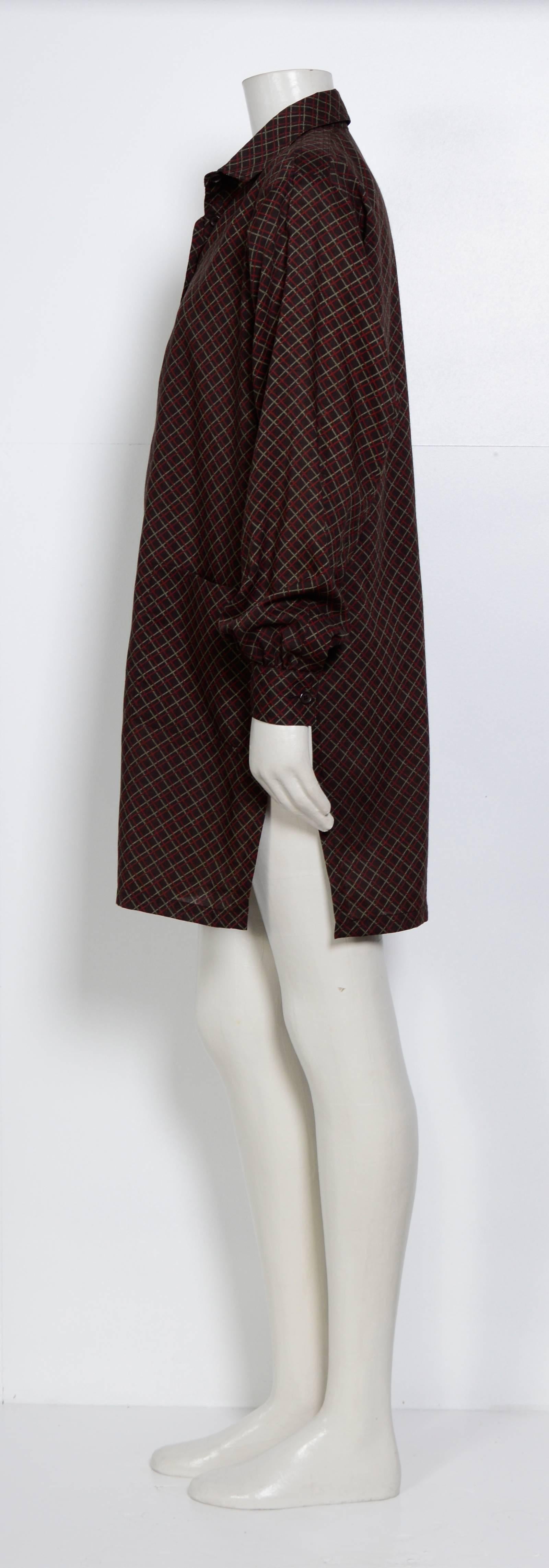 Black Yves Saint Laurent 1970s vintage wool tunic/blouse 