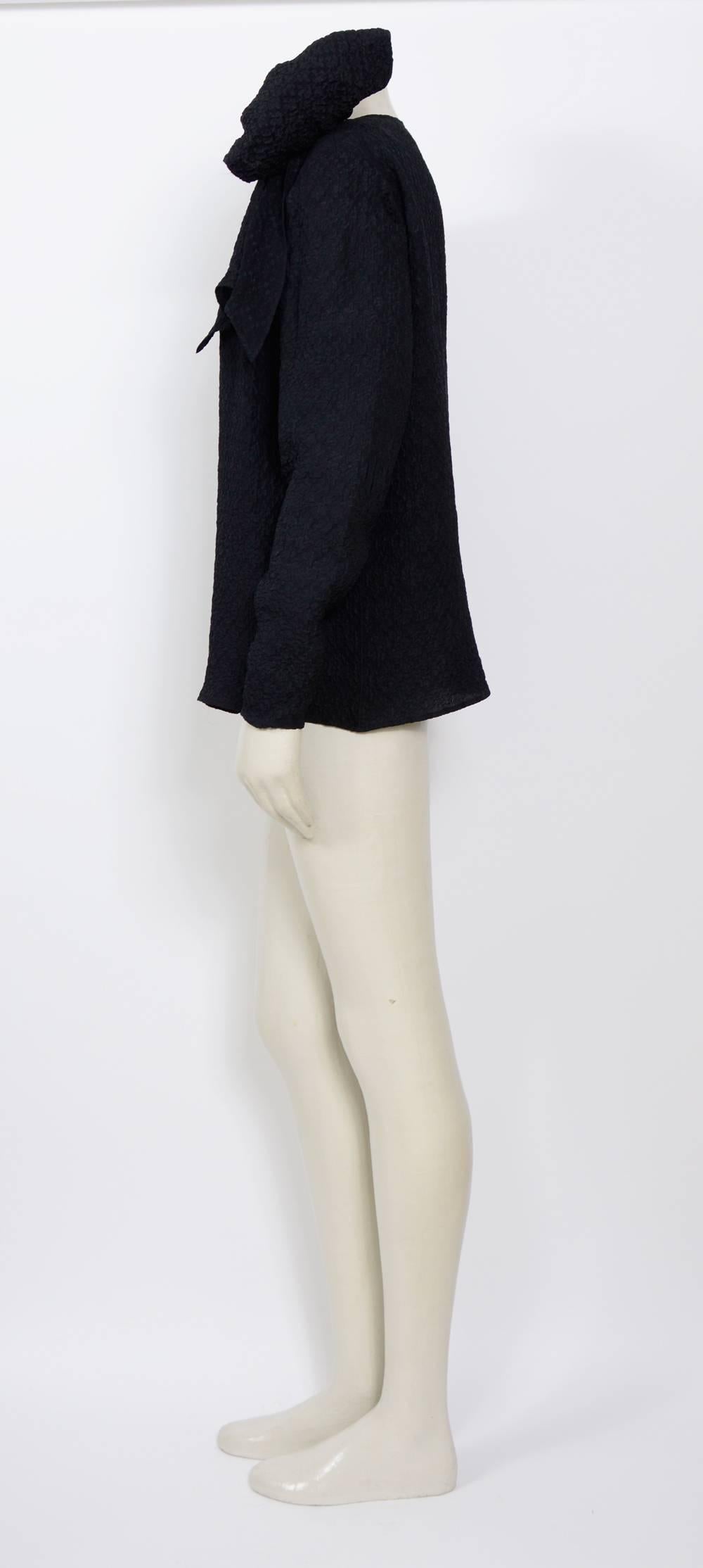 Black Vintage 1970s Yves saint Laurent black silk blouse