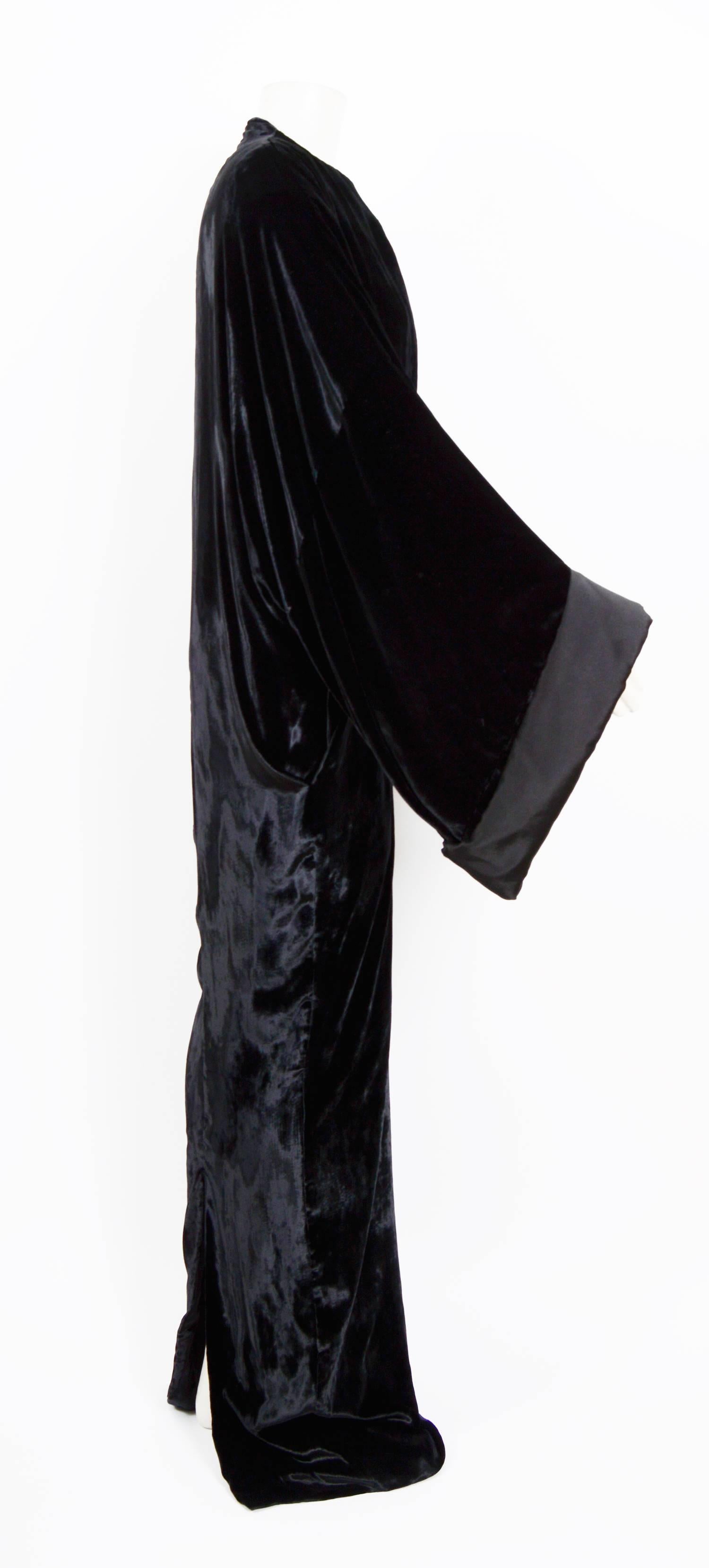 Black Haider Ackermann Runway 2013 Soft Velvet & Silk Caftan Dress