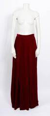 Vintage Unworn 70's Yves St Laurent Ruby Red Velvet Maxi/Boho Skirt